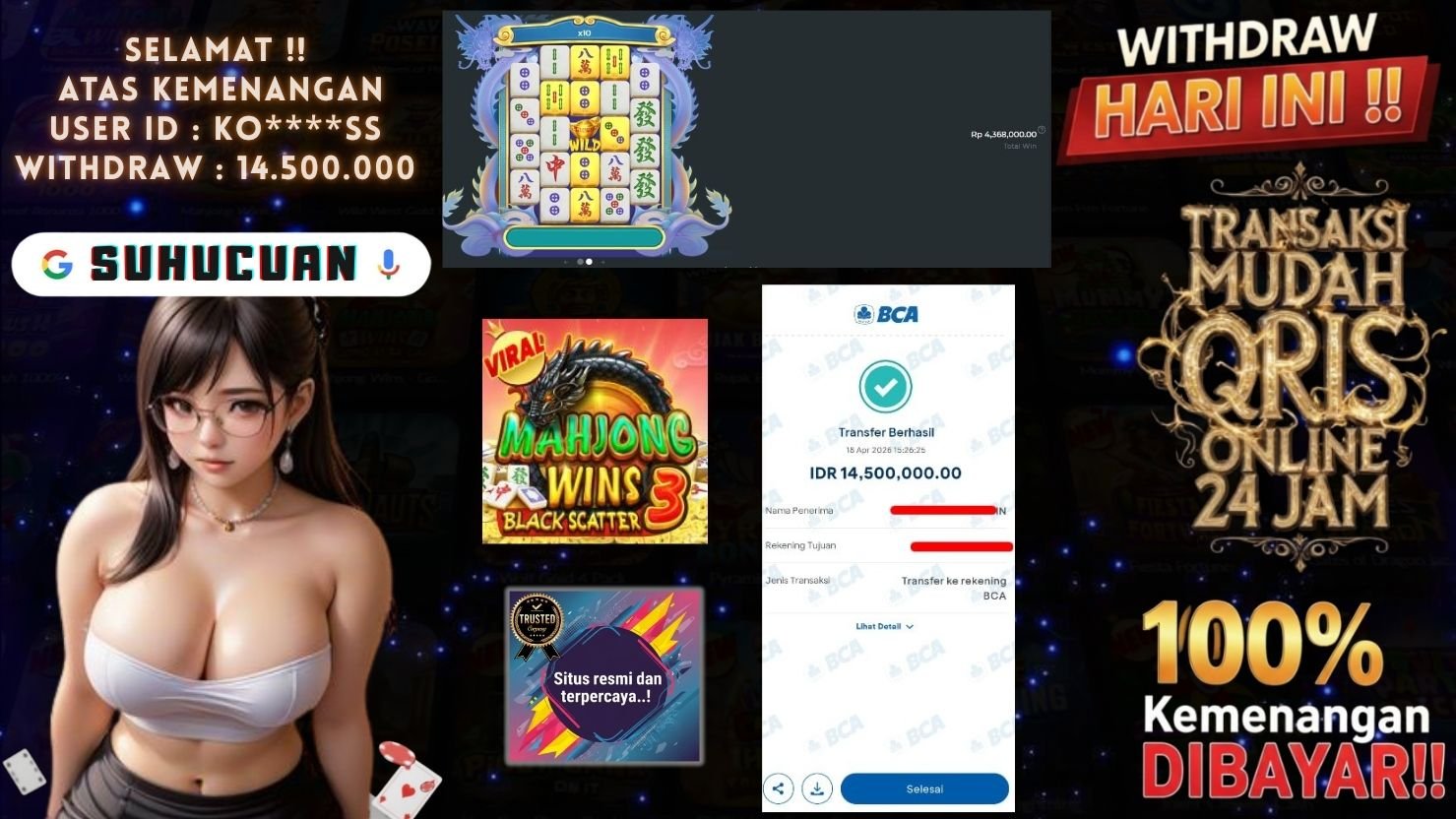 SUHUCUAN JACKPOT SLOT MAHJONG WINS 3 - BLACK SCATTER